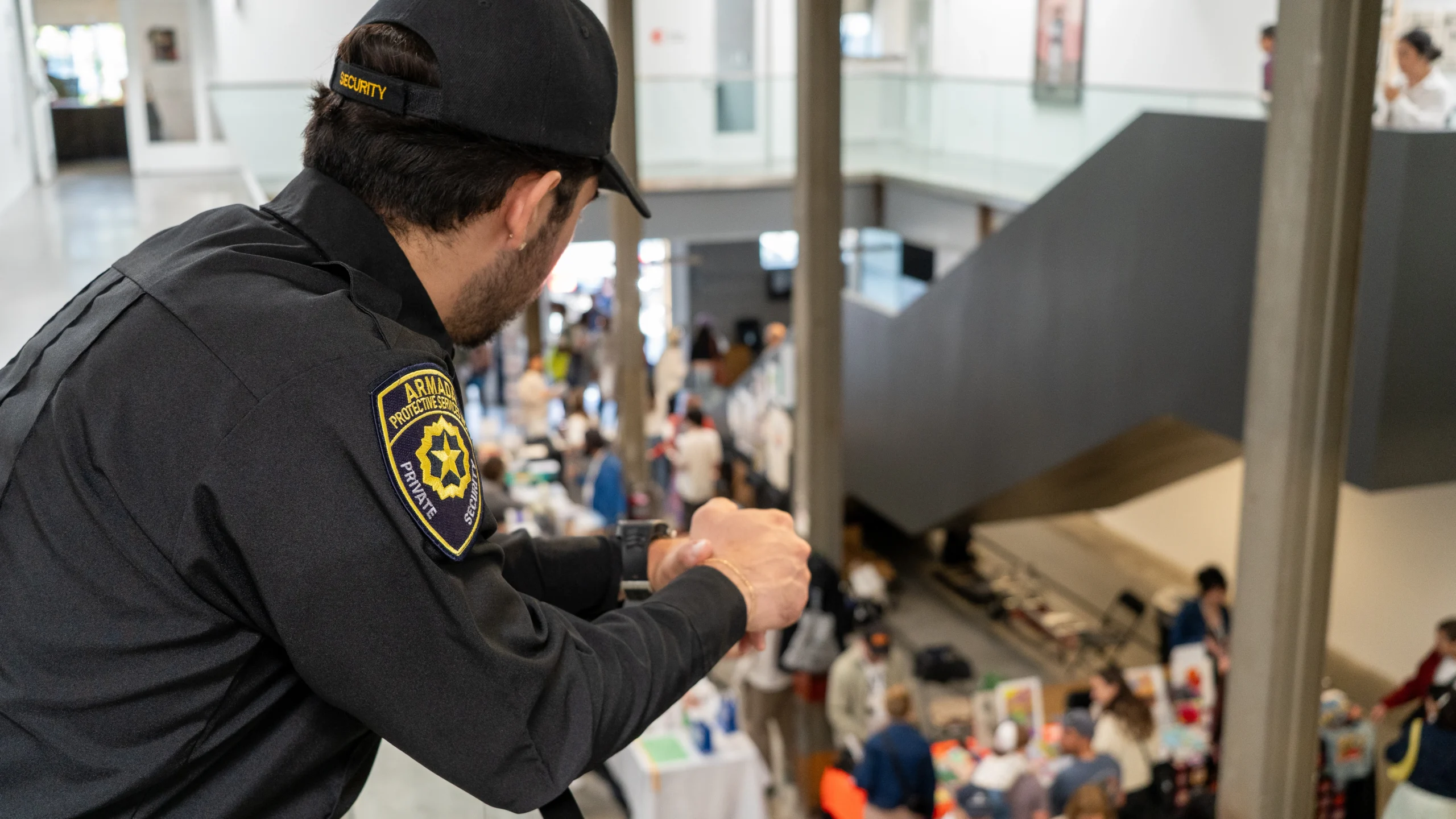 ChatGPT said: Here is the metadata content for the two new images, optimized with proper descriptions and context for the SF Art Book Fair 2025: 📸 Image 1 Title: Armada Security Overwatch at SF Art Book Fair 2025 Alt Text: Armada Protective Services guard overlooking the bustling interior of the SF Art Book Fair from an upper level.