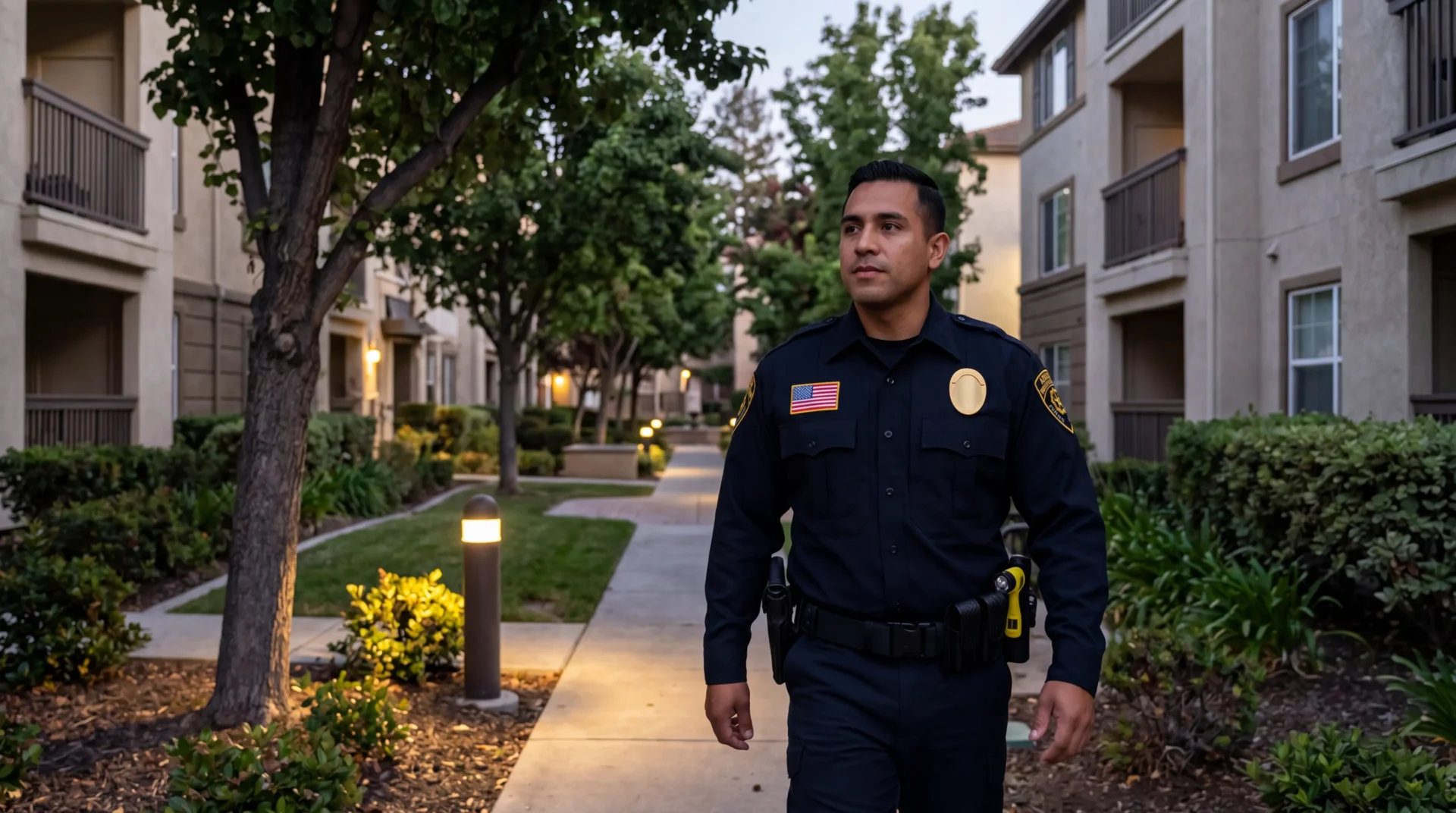 Evening foot patrol for residential security services in San Francisco