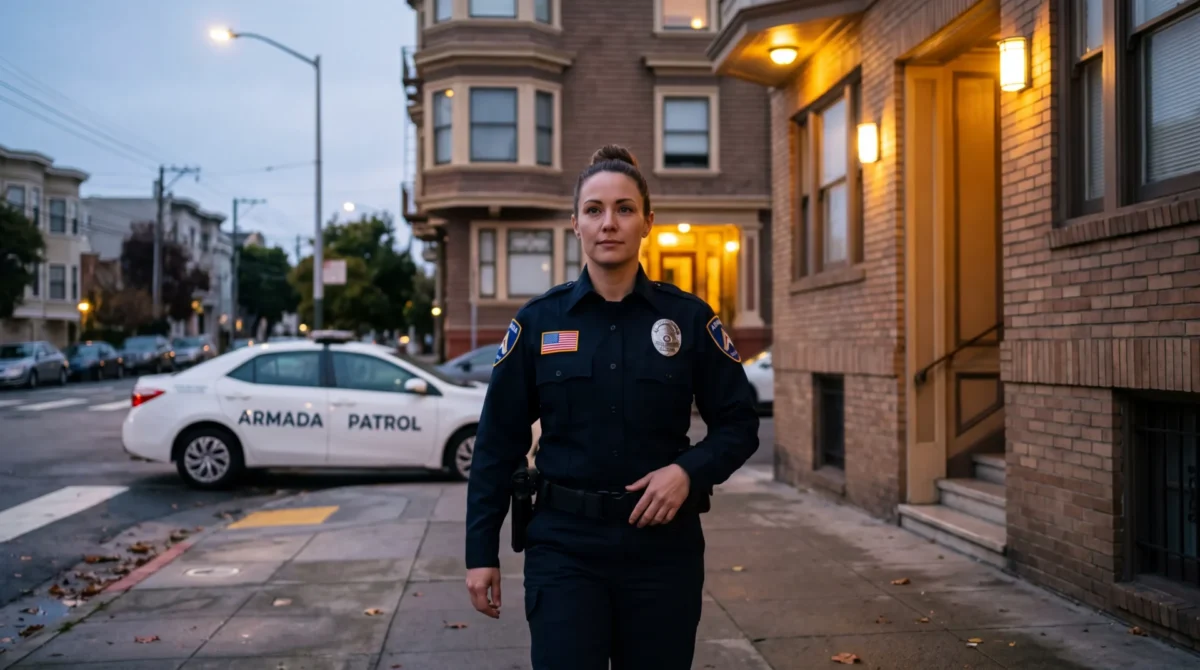 Armada Security officer providing residential security services at a San Francisco property